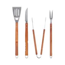 Kit para Churrasco Inox Cabo de Madeira Grande 4 Peças Bel - 256800