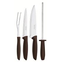 Kit Para Churrasco Plenus Com Lâminas Em Aço Inox E Cabos De Polipropileno Marrom 4 Peças