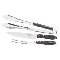 Kit para Churrasco Polywood Castanho com 3 Peças em Inox Kit para Churrasco Polywood Castanho com 3 Peças em Inox