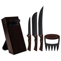 Kit para Churrasco Tramontina Black com Lâminas de Aço Inox e Cabos de Madeira 05 Peças