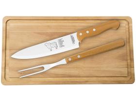 Kit para Churrasco Tramontina com Lâminas em Aço Inox e Cabos de Madeira Natural 3 Peças Kit para Churrasco Tramontina com Lâminas em Aço Inox e Cabos de Madeira Natural 3 Peças