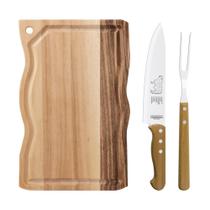 Kit para Churrasco Tramontina com Lâminas em Aço Inox e Madeira 3 Peças Tramontina - 22398001 Kit para Churrasco Tramontina com Lâminas em Aço Inox e Madeira 3 Peças Tramontina - 22398001