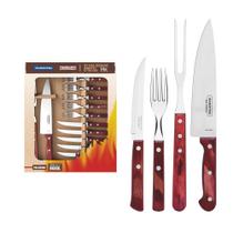 Kit para Churrasco Tramontina em Aço Inox com Cabo Vermelho Polywood 14 Peças