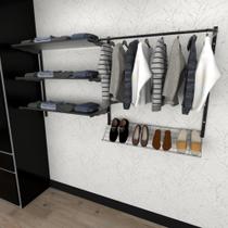 Kit para Closet com 4 peças regulável 200x100 cm cor preto modelo clst1p175