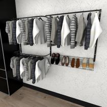 Kit para Closet com 6 peças regulável 200x100 cm cor preto modelo clst1p130