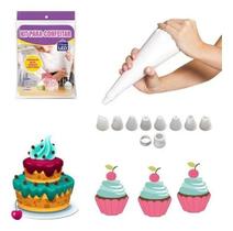 Kit para Confeitar com Anel, Rosca e 8 Bicos Saco de PVC
