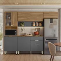 Kit para Cozinha Compacta Ambiente Alba com Balcão Amêndola Grafito Prime TX - Demóbile