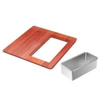 Kit para Cubas Quadrum Tramontina com Tábua em Madeira 42 x 40 cm e Cesto Coador em Aço Inox Scotch Brite Kit para Cubas Quadrum Tramontina com Tábua em Madeira 42 x 40 cm e Cesto Coador em Aço Inox Scotch Brite
