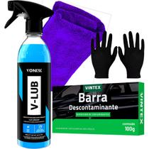 Kit para descontaminação de pintura automotiva v-lub 500ml vonixx + massa clay bar v-bar