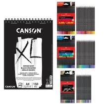 Kit para Desenho Black + 42 Cores de Lápis de Cor + Bloco - CANSON