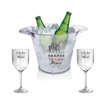 Kit Para Dia Das Mães Acrilico - Balde E Taças Vinho Kit Para Dia Das Mães Acrilico - Balde E Taças Vinho
