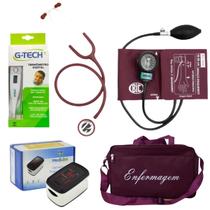 Kit para enfermagem com esteto esfigmo bic vinho