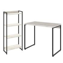 Kit Para Escritório Estante Areta 4 Prateleiras Mesa Industrial Aspen 90cm C01 Snow - Lyam Decor