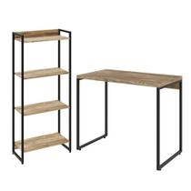 Kit Para Escritório Estante Areta Mesa Aspen 90Cm Carvalho