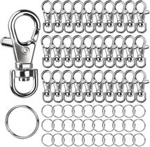 Kit para fazer chaveiros LEOBRO com 60 peças, fechos lagosta prateados Kit para fazer chaveiros LEOBRO com 60 peças, fechos lagosta prateados