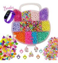 Kit Para Fazer Pulseira Miçangas Infantil Gata 1.800 Peças