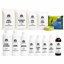 Kit Para Fazer Sabonete de Glicerina com Molde de Silicone, Aromatizador, Home Spray, Sais de Banho e Sabonete Liquido completo Material e Fórmula