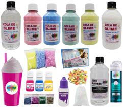 Kit Para Fazer Slime Cola Branca E Transparente Espuma Neve Copo - Kit Completo Slime - Ine Slime