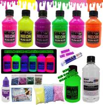 Kit Para Fazer Slime Especial Com Colas Neon e Luz Negra