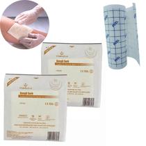 Kit Para Feridas Machucados Curativos 02 Alginato Calcio + Filme Adesivo Protetor 10cm x 1mt Kit Para Feridas Machucados Curativos 02 Alginato Calcio + Filme Adesivo Protetor 10cm x 1mt