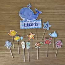 Kit para Festa Tema Fundo do Mar - Topo de Bolo e Doces Personalizado para Menino e Menina