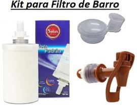 Kit Para Filtro De Barro Completo Torneira Automática Marrom + Bóia + Vela Comum Marca Original Salus