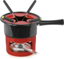 Kit Para Fondue Vermelho Com 4 Garfos Panela 1 Litro - Formainox