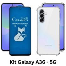Kit para Galaxy A36 Capinha Silicone TPU + Pelicula Privacidade Fosca para Samsung Galaxy A36 5G