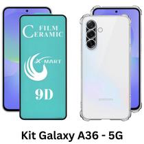 Kit para Galaxy A36 Película Frontal Protetora Cerâmica 9D para Samsung Galaxy A36 5G + Capa Silicone TPU