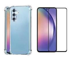 Kit para Galaxy A56 5G Capa Silicone TPU Transparente + Película 3D Frontal Vidro