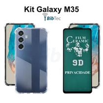Kit para Galaxy M35 Capa Transparente + Película Fosca Privacidade para Samsung Galaxy M35 - HUANG