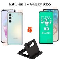 Kit para Galaxy M55 Capa Transparente + Película de Cerâmica + Suporte de Mesa para Samsung Galaxy M55 Kit para Galaxy M55 Capa Transparente + Película de Cerâmica + Suporte de Mesa para Samsung Galaxy M55