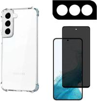 Kit Para Galaxy S22 Capa Anti impacto e Película Privacidade e Película De Câmera Kit Para Galaxy S22 Capa Anti impacto e Película Privacidade e Película De Câmera
