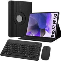 Kit para Galaxy Tab S7 FE Capa de Couro Giratória 360 com Teclado e Mouse Slim Bluetooth Portátil Kit para Galaxy Tab S7 FE Capa de Couro Giratória 360 com Teclado e Mouse Slim Bluetooth Portátil