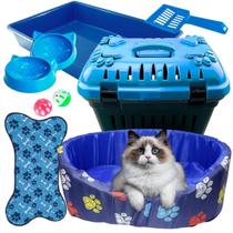 Kit para Gato Caixa de Areia Completa + Cx Transporte Pet + Cama europa de Gato + Tapetinho e 2 Bolinhas de Guizo - MIAUAU PET STORE