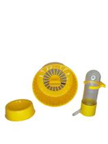 Kit Para Hamster E Roedores Pet Comedouro Bebedouro E Rodinha Amarelo