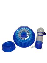 Kit Para Hamster E Roedores Pet Comedouro Bebedouro E Rodinha Azul