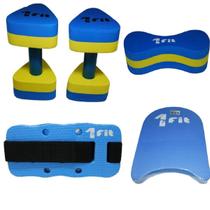 Kit Para Hidroginástica C/ Par de Halter Hidro P + Par de Caneleira Hidro P + Poliboia + Prancha