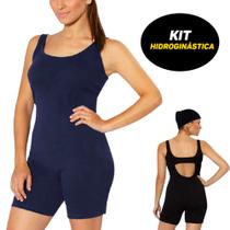 Kit Para Hidroginástica, Maiô Shortinho + Touca, Plus Size, Até o 56