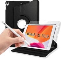 Kit para iPad 10 10.9 Capa Giratória + Película de Vidro + Caneta Touch Pencil Kit para iPad 10 10.9 Capa Giratória + Película de Vidro + Caneta Touch Pencil