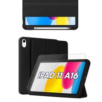 Kit para iPad 11ª A16 Geração 10,9 Capa Case Smart Premium + Película de Vidro