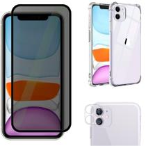 Kit Para IPhone 11 Película Privacidade 3D + Película da Câmera 3d + Capa Capinha Case