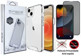 Kit Para Iphone 13 - Capa Capinha Clear Space + Película Privacidade 3D de Vidro