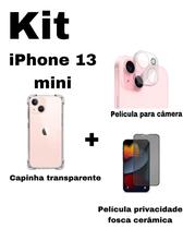 Kit para iPhone 13 Mini - Capa Transparente + Película Fosca Privacidade + Película De Câmera - MBOX