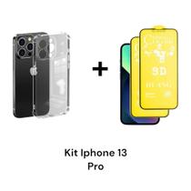 Kit Para Iphone 13 PRO Com 2UN Películas Fosca 9D + 1UN Capinha Transparente Capa Anti Impacto