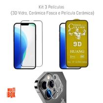 Kit Para Iphone 14 Pro Max Película Para Câmera + Película 3D De Vidro + Película Cerâmica Fosca