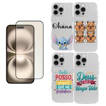 Kit para iPhone 16 Pro Max Capa Resistente Personalizada + Película de Hidrogel