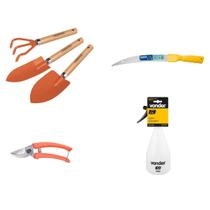 Kit Para Jardinagem 5 Peças Tramontina + Pulverizador 1 Litro Vonder