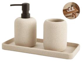 Kit Para Lavabo Banheiro Dispenser Porta Sabonete Bandeja Organizadora E Porta Escovas Para Pia Luxo Kit Para Lavabo Banheiro Dispenser Porta Sabonete Bandeja Organizadora E Porta Escovas Para Pia Luxo