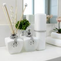 Kit Para Lavabo Jogo Banheiro Difusor Porta Sabonete Líquido e Escovas Varetas Difusoras Decorativas Bandeja Organizador Kit Para Lavabo Jogo Banheiro Difusor Porta Sabonete Líquido e Escovas Varetas Difusoras Decorativas Bandeja Organizador